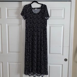Black and taupe floral print LulaRoe Riley dress